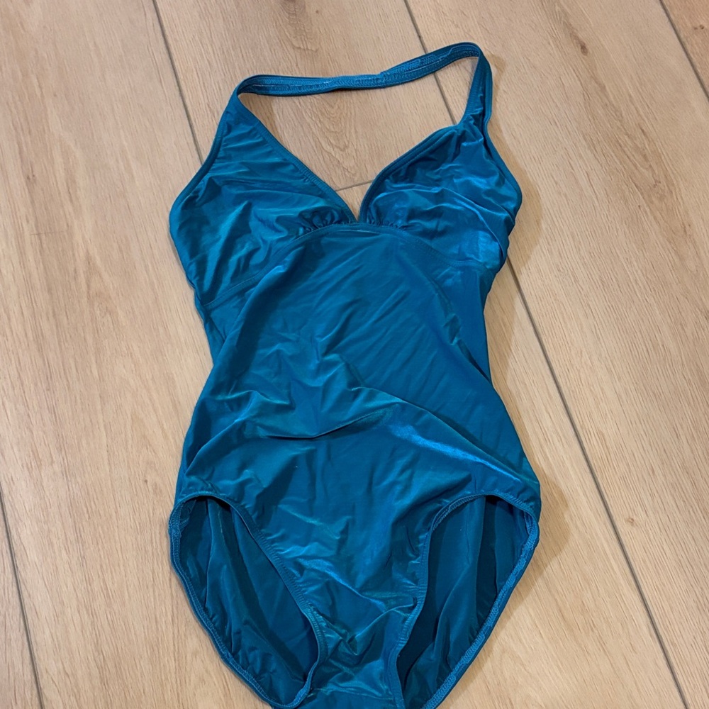 Teal halter ballet leotard (S)